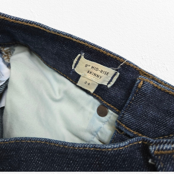 Madewell 9" Dark Wash Stretch Tencel Denim Mid-Rise Skinny Jeans Size 24 - Picture 5 of 10